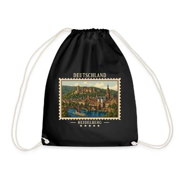 Deutschland Heidelberg Vintage Reisemarke - Turnbeutel - Schwarz - Vorne