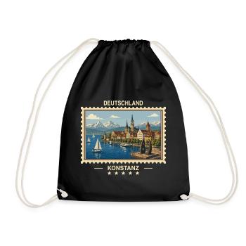Deutschland Konstanz Vintage Reisemarke - Turnbeutel - Schwarz - Vorne