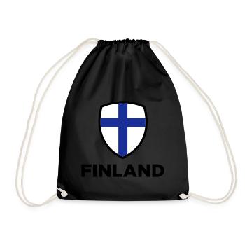 Nationalflagge von Finnland - Turnbeutel - Schwarz - Vorne