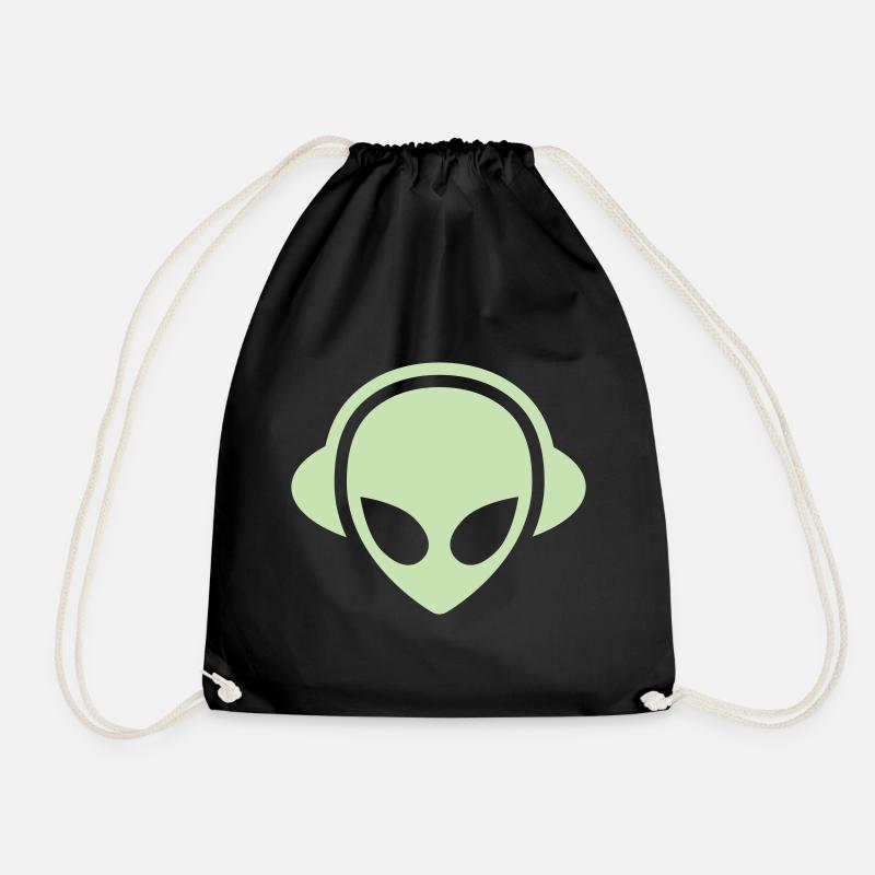 alien_headphone_vector - Turnbeutel - Schwarz