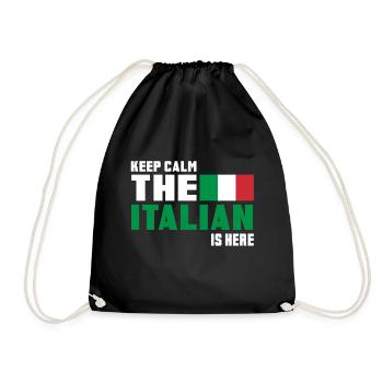 Keep Calm the Italian is here / Italien / Geschenk - Turnbeutel - Schwarz - Vorne