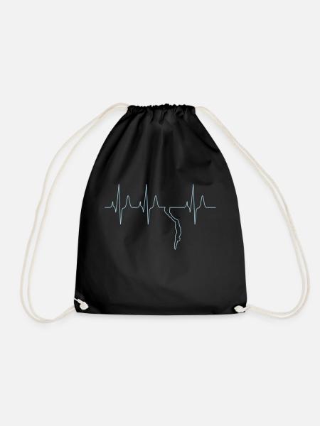 Free diving freediver heartbeat - Drawstring Bag - black