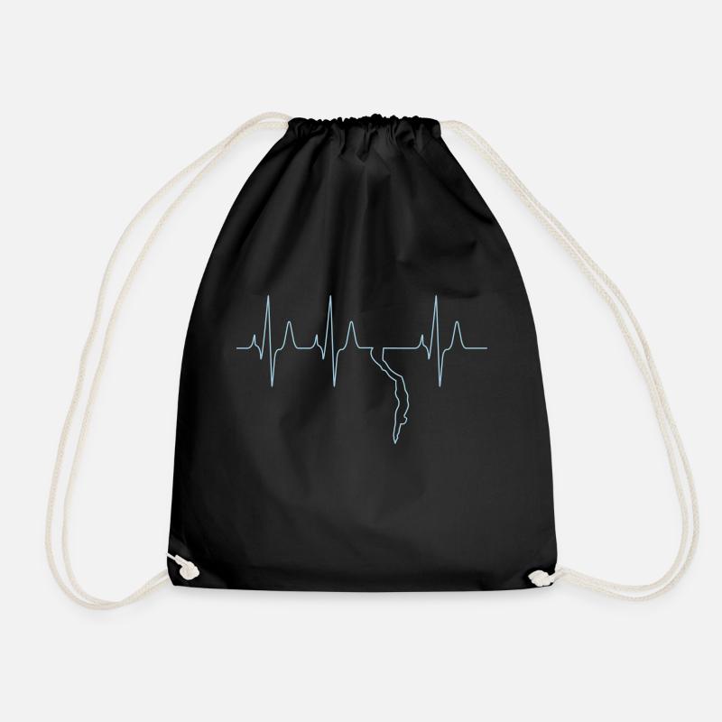Free diving freediver heartbeat - Drawstring Bag - black
