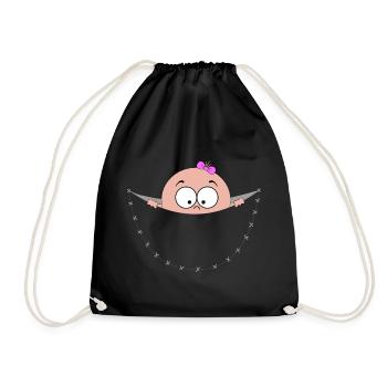 pregnant pregnancy baby bag pouch belly looking - Drawstring Bag - black - Front