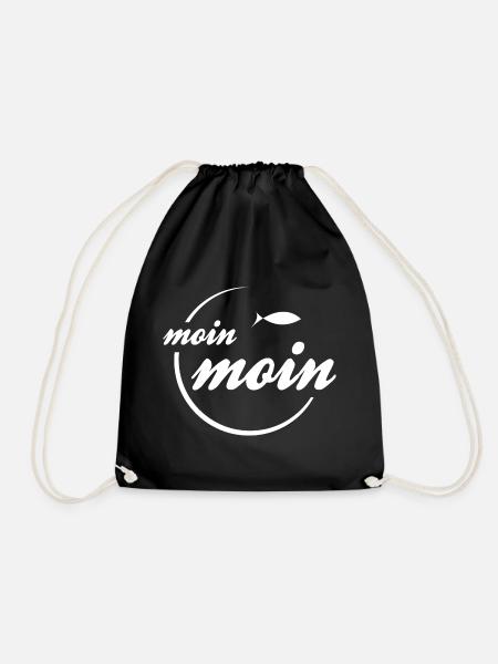 Moin Moin Hamburg Coast Baltic Sea Mojn Rostock - Drawstring Bag - black