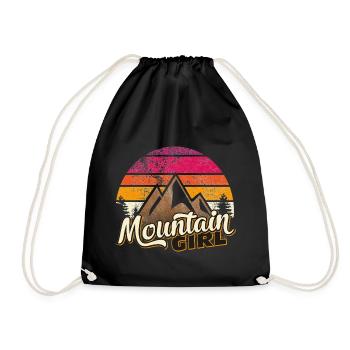 Mountain Girl Mountains Women's Retro Partner Shirt Fun - Drawstring Bag - black - Front