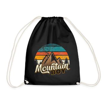 Mountain Boy Partnerlook Shirt Berge Männer Retro - Turnbeutel - Schwarz - Vorne