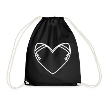 Football Love – Herz aus Bällen Design - Turnbeutel - Schwarz - Vorne
