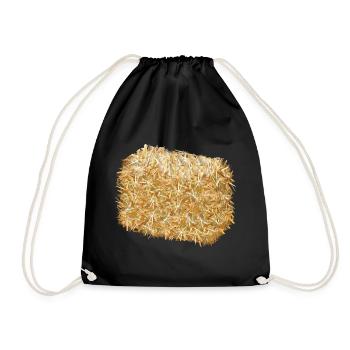 a bale of straw in shimmering golden colours - Drawstring Bag - black - Front