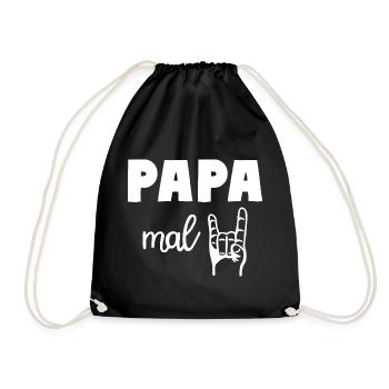 Papa mal Zwei 2 Kinder Rocker Vater - Turnbeutel - Schwarz - Vorne