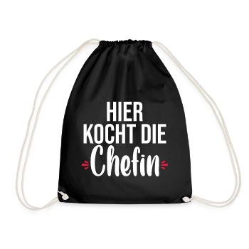 Hier Kocht Die Chefin - Turnbeutel - Schwarz - Vorne