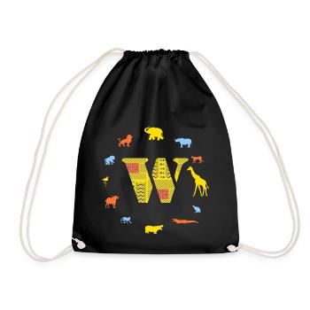 africa w - Drawstring Bag - black - Front