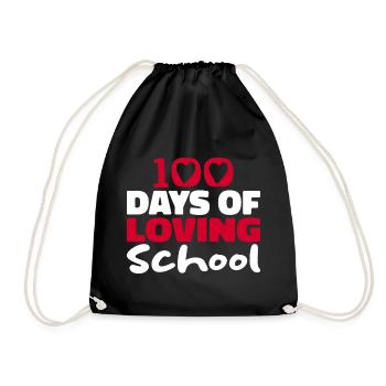 100 Days of Loving School| 100 school days - Drawstring Bag - black - Front