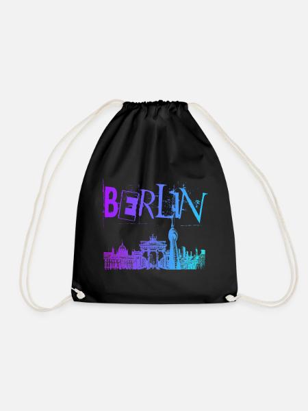 Berlin Skyline Panorama - Turnbeutel - Schwarz