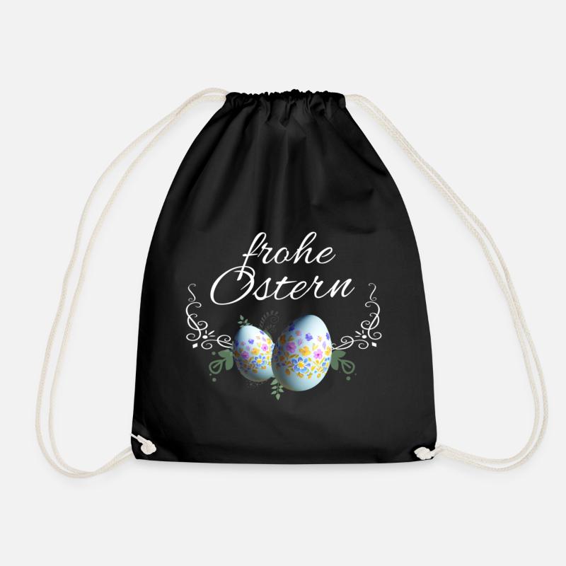 Frohe Ostern Osterei Deko - Turnbeutel - Schwarz