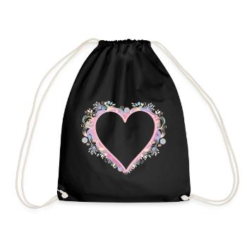 Herz Rahmen in Pastellfarben und Quilling Look - Turnbeutel - Schwarz - Vorne