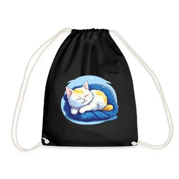 Sleeping Cat Official Sleep Shirt Kitten - Drawstring Bag - black - Front