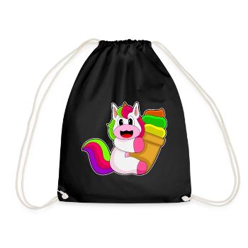 Einhorn Waffeleis - Turnbeutel - Schwarz - Vorne