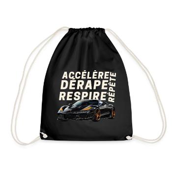 Voiture sport et lettres dynamiques - Sac de sport léger - noir - Devant