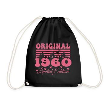 64. Geburtstagsgeschenk 1960 Frau | Geboren 1960 - Turnbeutel - Schwarz - Vorne