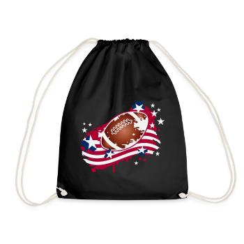 Football Graffiti Motif with American Flag - Drawstring Bag - black - Front