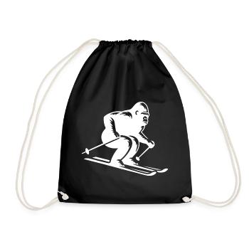 Affe Gorilla Schimpanse Ski Silhouette Design - Turnbeutel - Schwarz - Vorne