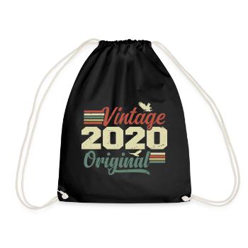 Jahrgang 2020 Retro Jubiläumsgeschenk 2020 - Turnbeutel - Schwarz - Vorne