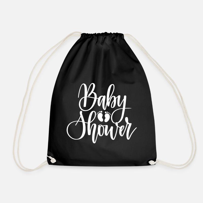 Birth Pattern and Baby Footprints - Drawstring Bag - black