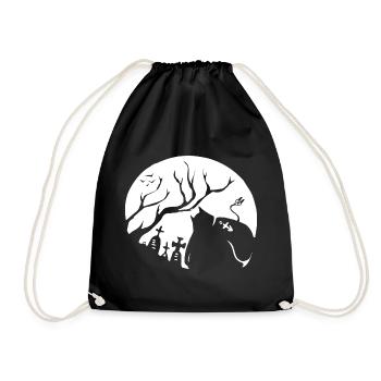Nachtaktive Tiersilhouette - Turnbeutel - Schwarz - Vorne