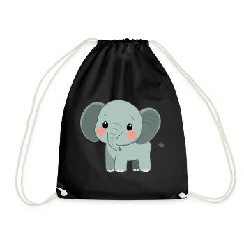 Éléphant mignon et heureux - Adorable dessin animé - Sac de sport léger - noir - Devant