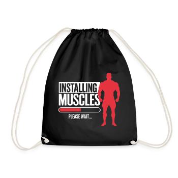 Installing Muscles — Gym Fitness Motivational Gift - Drawstring Bag - black - Front