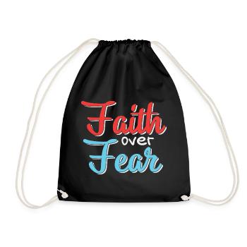 Faith Over Fear Motif Design - Drawstring Bag - black - Front