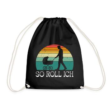 Soon dad SO I ROLL MERRILY - Drawstring Bag - black - Front