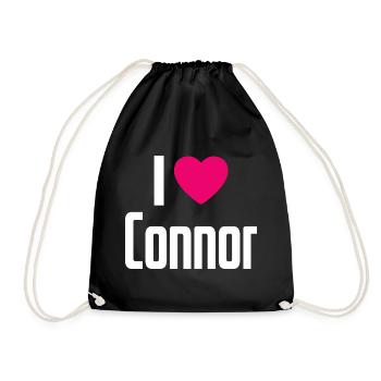I Love Connor Pink Heart I Love Connor - Drawstring Bag - black - Front
