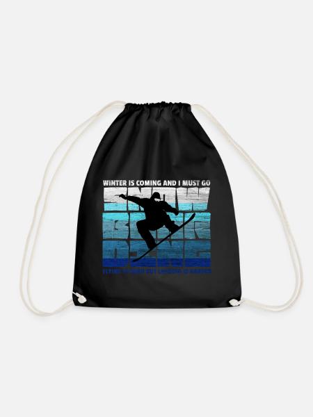 Snowboard – Flying is Hard Landing Harder - Drawstring Bag - black