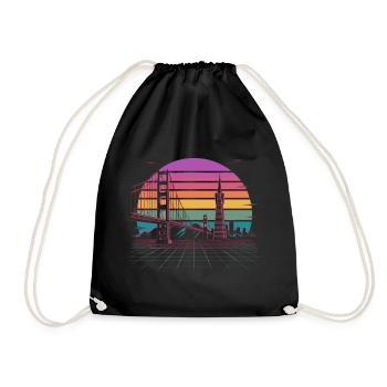 Regenbogenbrücke Neon Skyline san francisco - Turnbeutel - Schwarz - Vorne