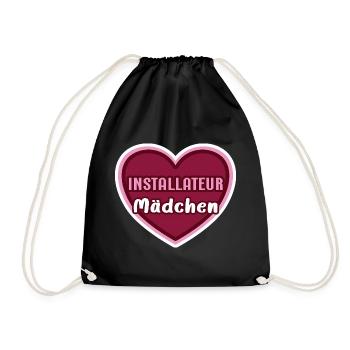 Installateur Mädchen Kind Installateure Azubine - Turnbeutel - Schwarz - Vorne