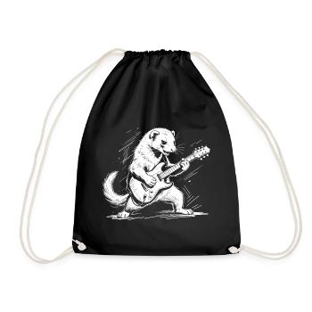 Ferret avec guitare de style rock - Sac de sport léger - noir - Devant