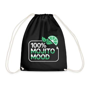 100% Mojito Mood Summer Cocktail Party Lime Mint - Drawstring Bag - black - Front