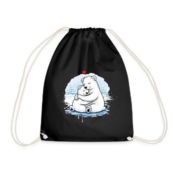 Cuddling polar bears in winter – a loving motif - Drawstring Bag - black - Front