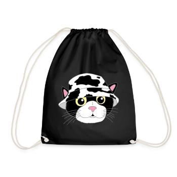 The kitten and its hat - Drawstring Bag - black - Front