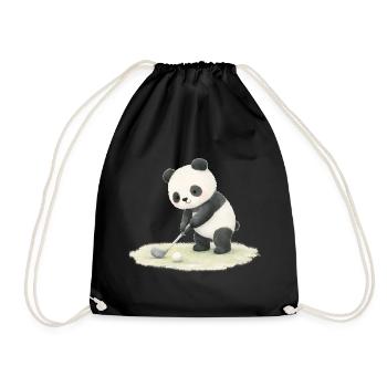 Panda spielt Golf Illustration  - Turnbeutel - Schwarz - Vorne