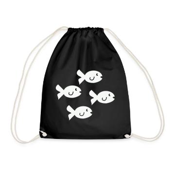 Four Friendly Little Fish - Drawstring Bag - black - Front