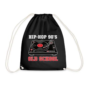 Hip Hop 90er Old School DJ Vinyl - Turnbeutel - Schwarz - Vorne