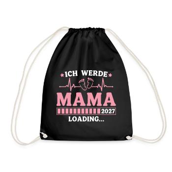 Ich werde Mama 2027 – Werdende Mutter - Turnbeutel - Schwarz - Vorne