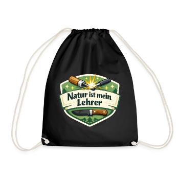 Natur ist mein Lehrer – Waldbadge - Turnbeutel - Schwarz - Vorne