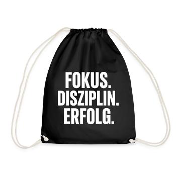 Fokus Disziplin Erfolg Motiv - Turnbeutel - Schwarz - Vorne