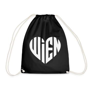 Vienna Typo Geometric Heart - Drawstring Bag - black - Front