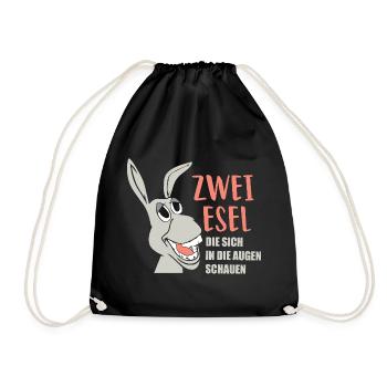 Zwei Esel die sich in die Augen schauen - Turnbeutel - Schwarz - Vorne