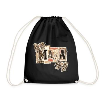 Mama Léopard et Nœuds | Cadeau Fête des Mères - Sac de sport léger - noir - Devant